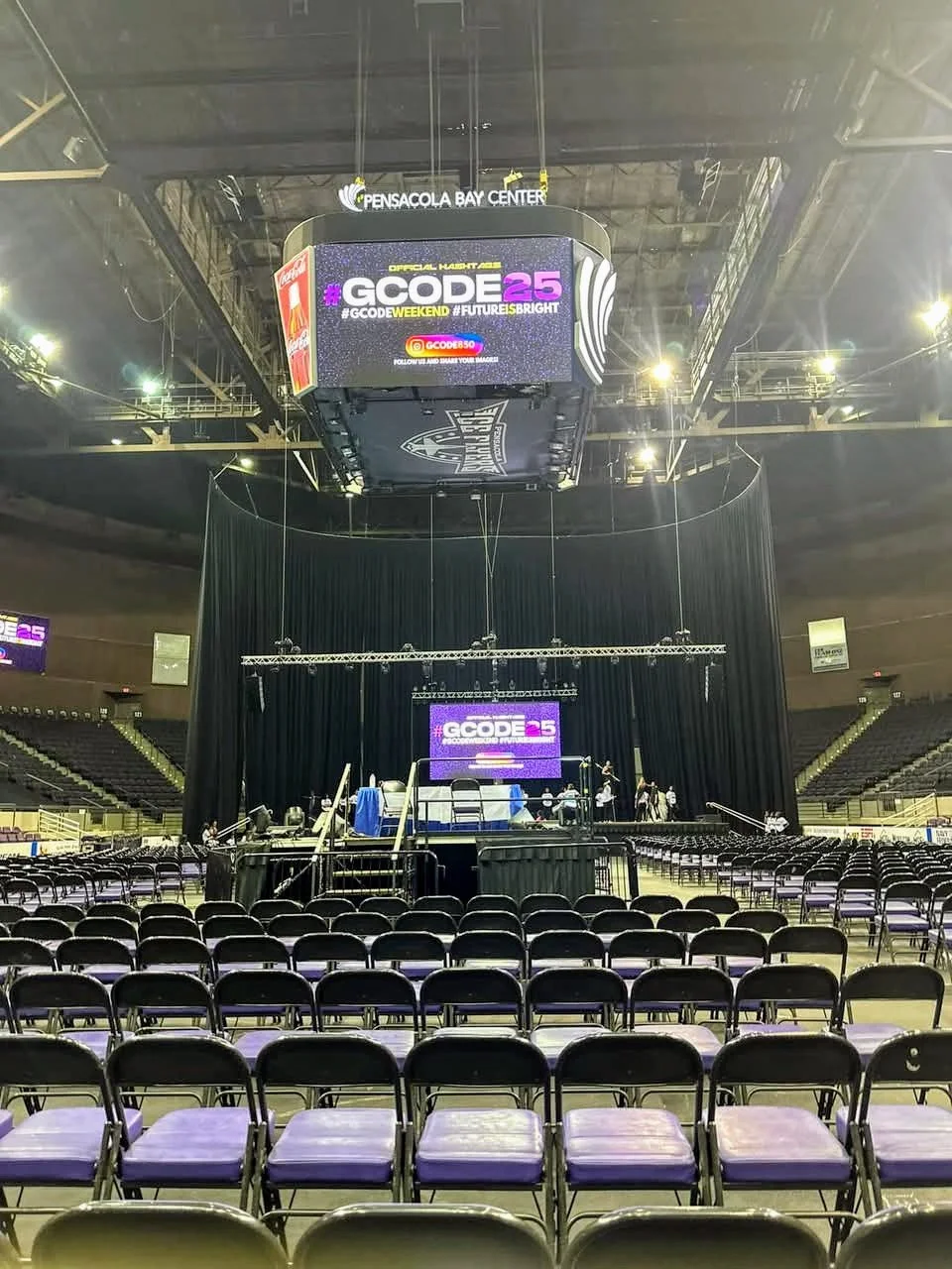 Full arena stage and audio build at Pensacola Bay Center